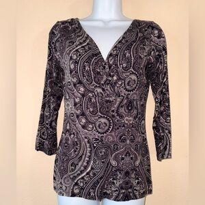 Ann Taylor Paisley V-Neck Women's Top